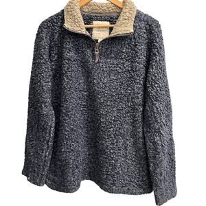 Dylan Size Large L Heathered Blue Nubby Quarter Zip Pullover Outerwear Cozy